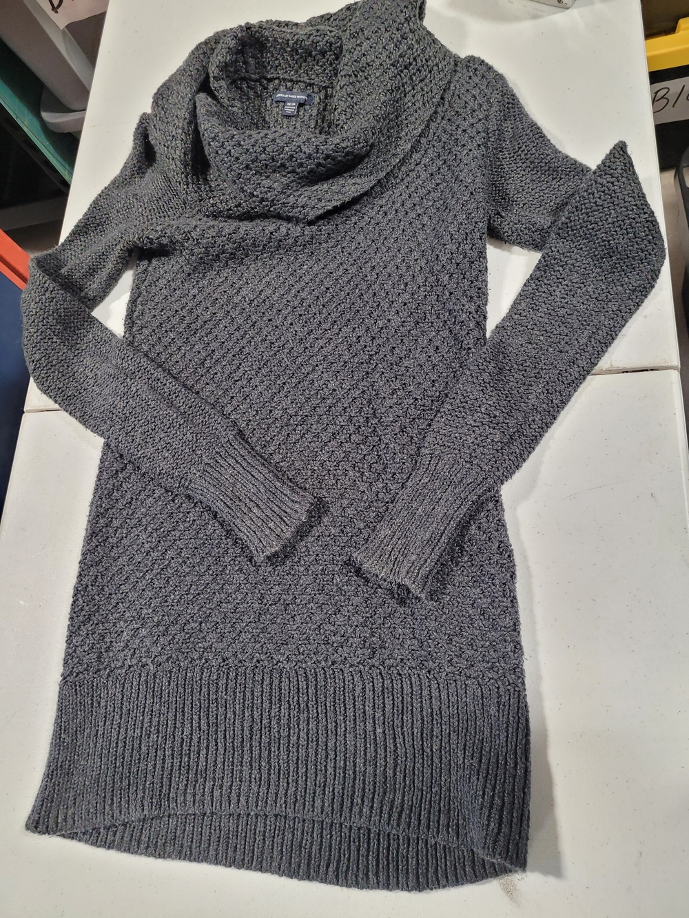 American Eagle Outfitters Charcoal Cowl Neck Knit Tunic Sweater
